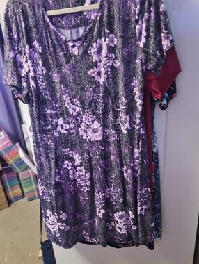 Southern Lady Black and Purple Floral Knit Top